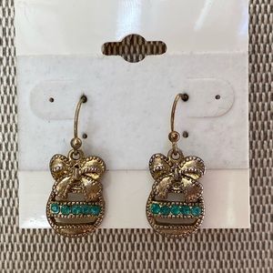 Gold tone ornament earrings